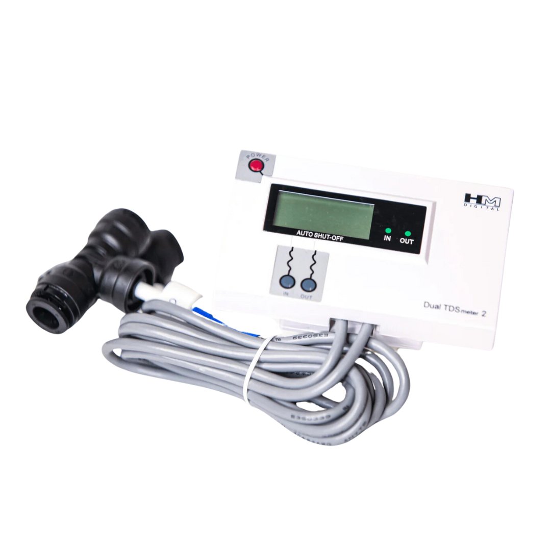 In-line TDS Meter Dual Probe w/Tees for exterior cleaning and water-fed window cleaning operators